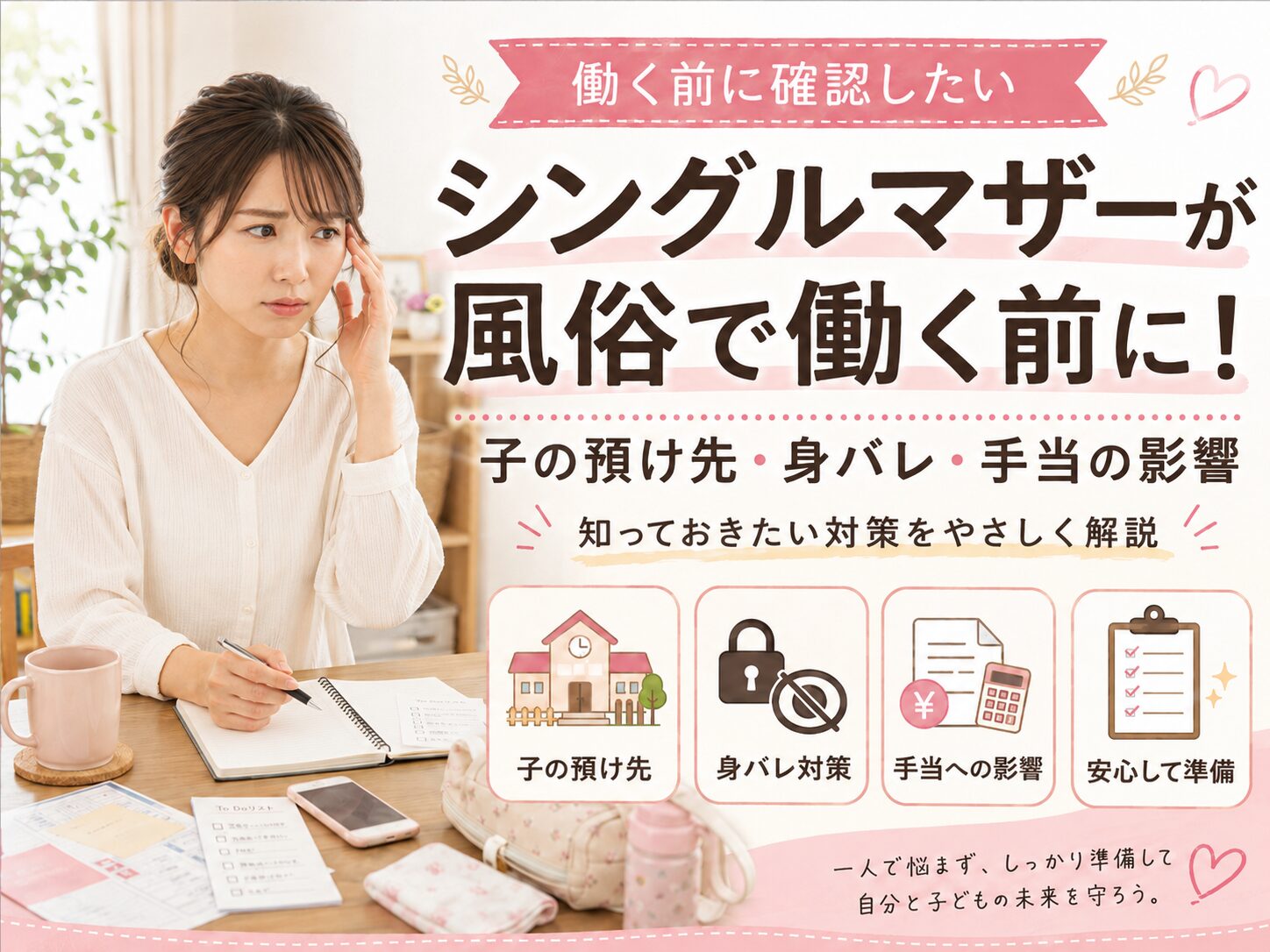 シングルマザーが風俗で働く前に!子の預け先・身バレ・手当の影響と対策
