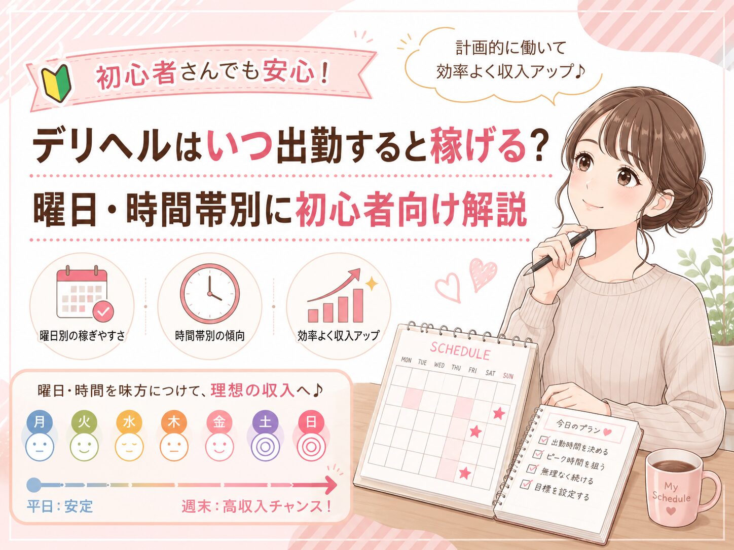 デリヘルはいつ出勤すると稼げる?曜日・時間帯別に初心者向け解説