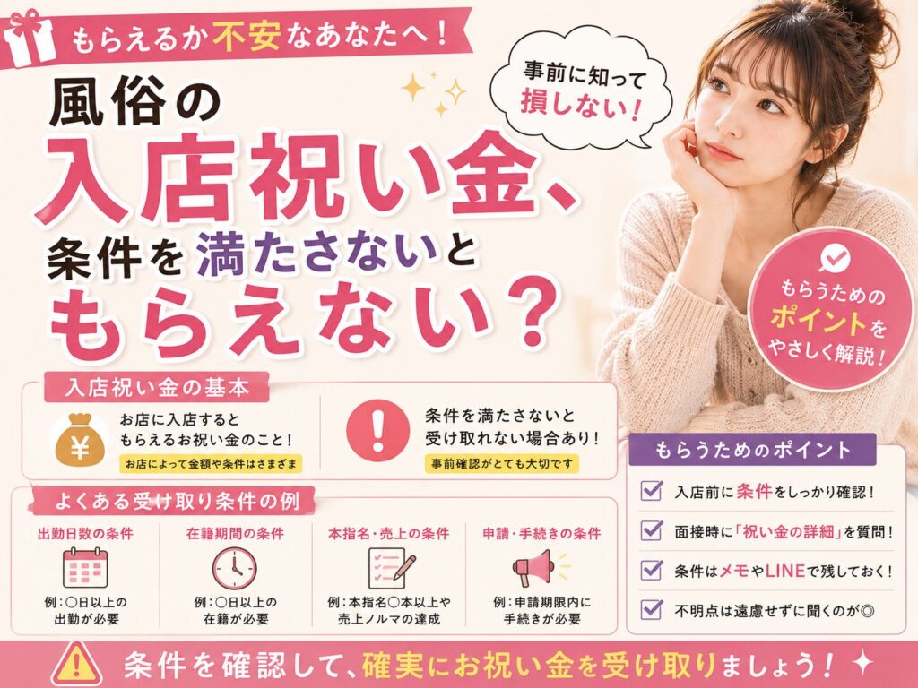風俗の入店祝い金、条件を満たさないともらえない?