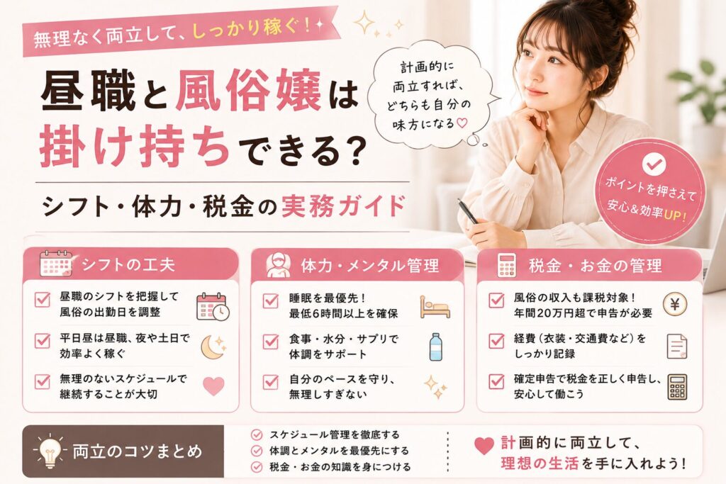 昼職と風俗嬢は掛け持ちできる?シフト・体力・税金の実務ガイド