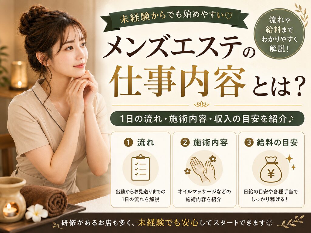 メンズエステの仕事内容とは?流れ・給料を解説