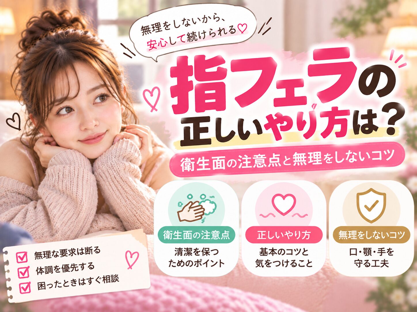 指フェラの正しいやり方は?衛生面の注意点と無理をしないコツ