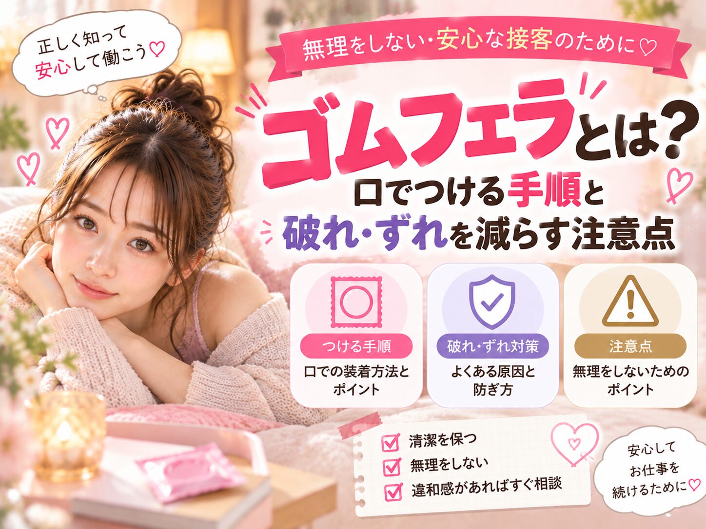 ゴムフェラとは？口でのつけ方と破れ・ずれを防ぐ注意点